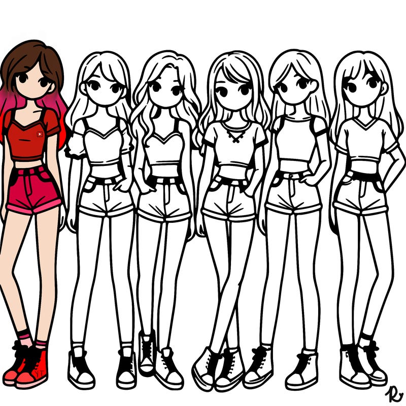 a group of girls wearing crop tops and shorts