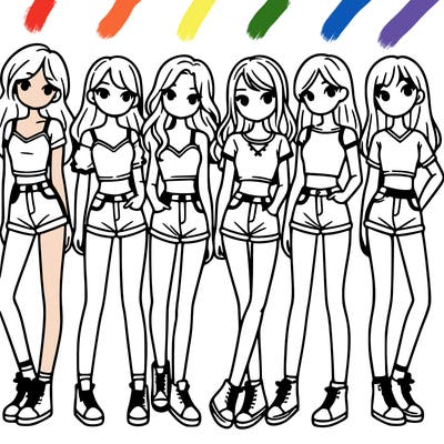 a group of girls wearing crop tops and shorts