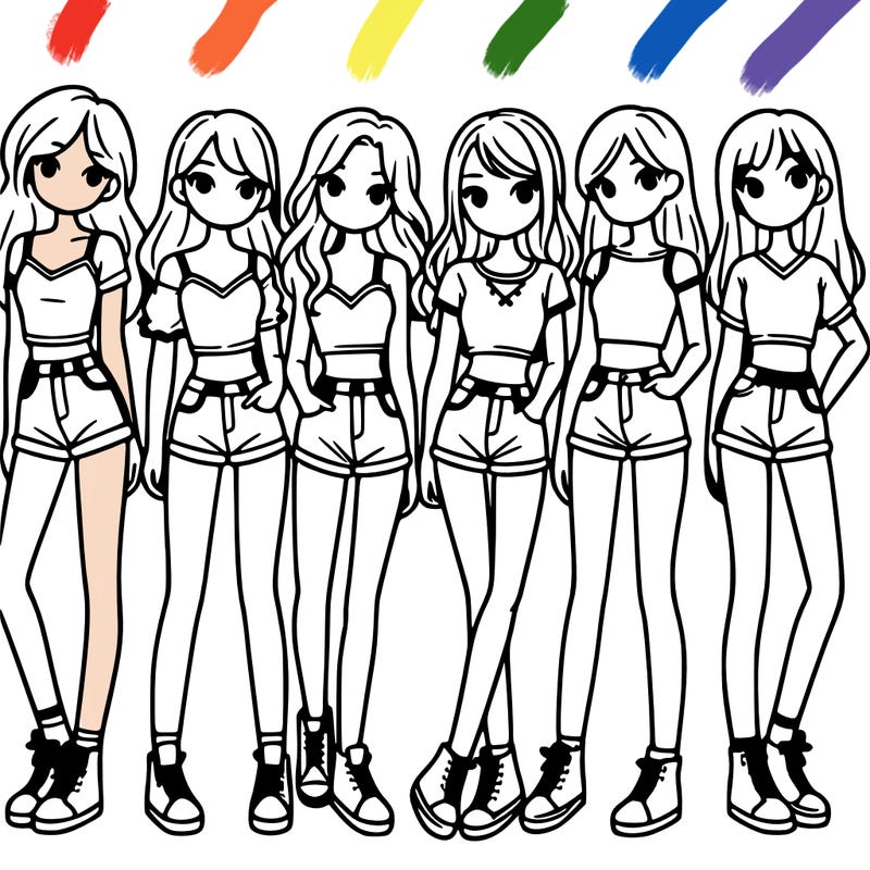 a group of girls wearing crop tops and shorts