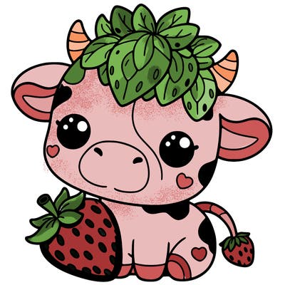 cute strawberry cow