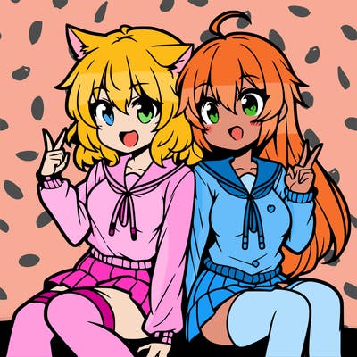 two anime girls hanging out