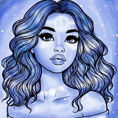 realistic girl with wavy hair and lips