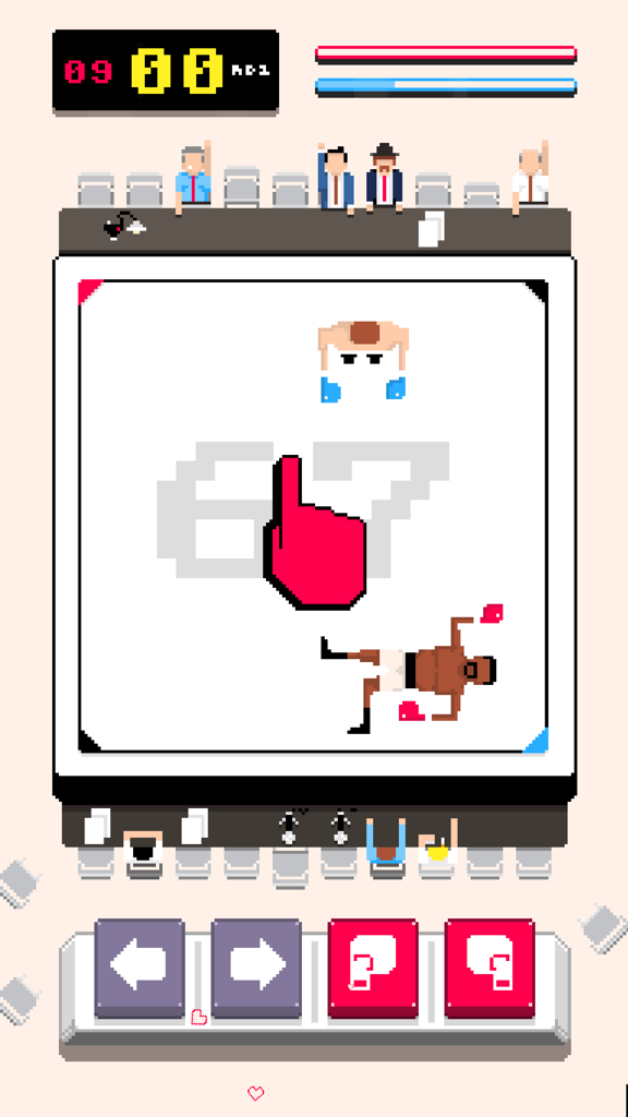 Top down 8-bit boxing match in The Contender showing a boxer knocked down in the ring