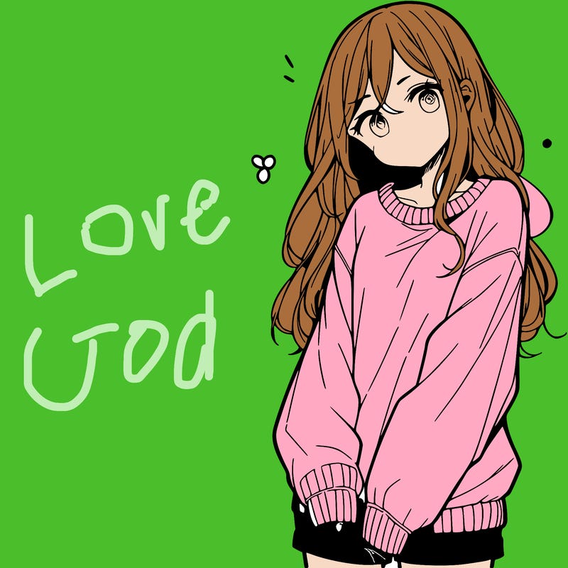 manga teen girl  in a sweater and baggy pants