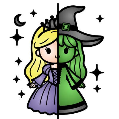 split princess and witch