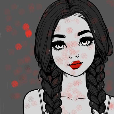 realistic girl with braids