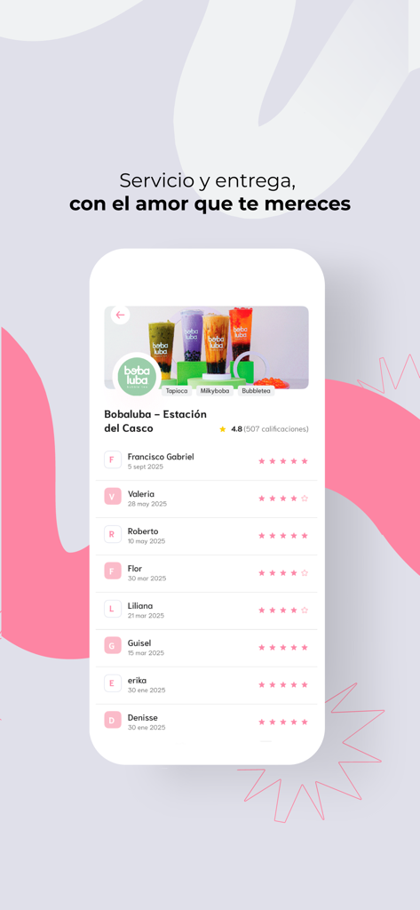 Hifumi app interface showing customer reviews and ratings for a local restaurant