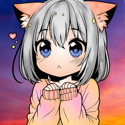 shy anime catgirl