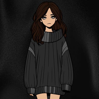 a realistic girl in a oversized sweater