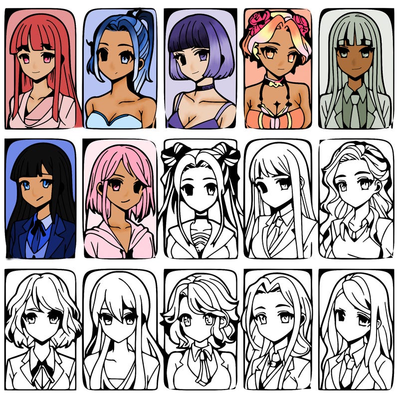 girls that look diffrent anime