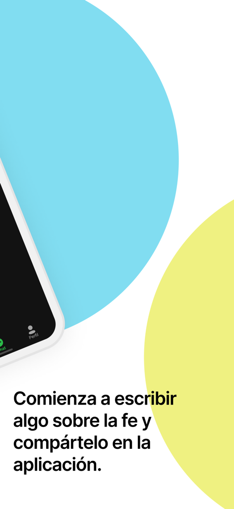 BibliaChat - Pantalla de la app BibliaChat en español invitando a los usuarios a escribir y compartir mensajes sobre su fe.
