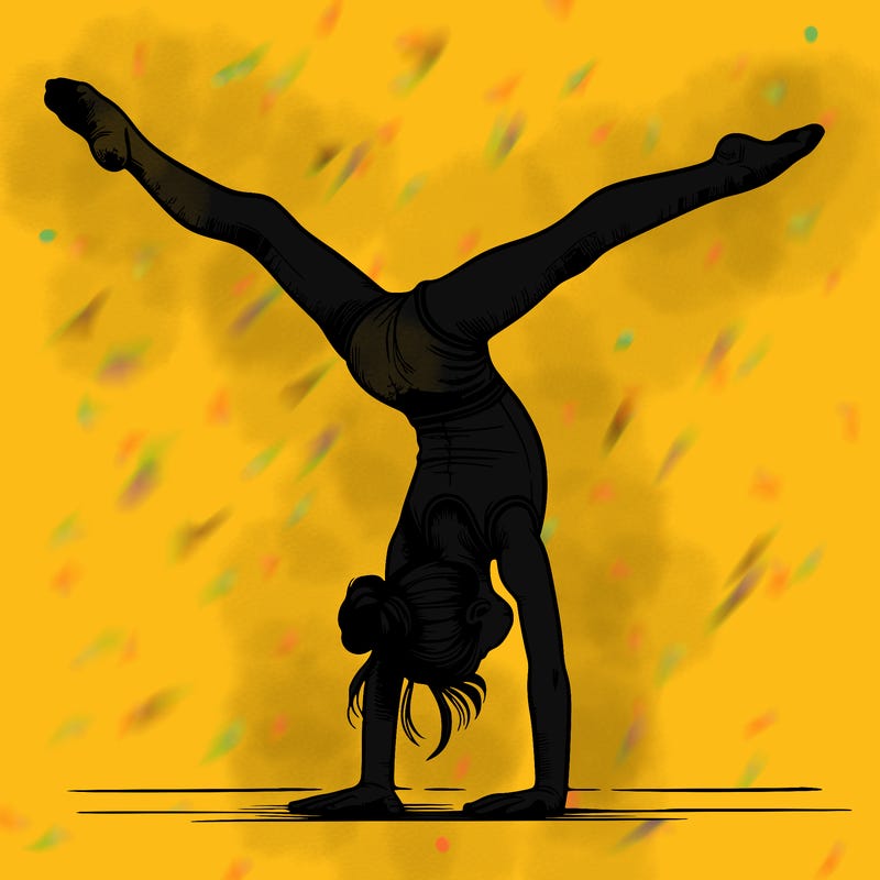 realistic gymnastic hand stand girl in four splits
