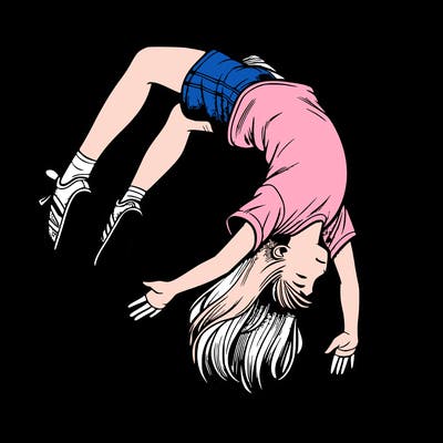 realistic girl doing a backflip