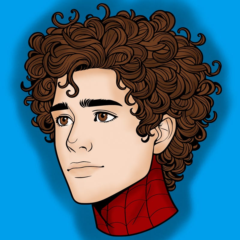 realistic guy with curly hair