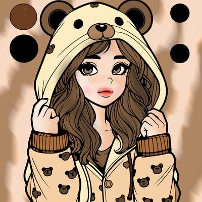 realistic girl in a animal pjs hoodie