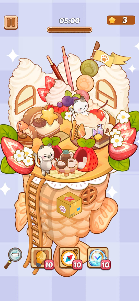 Cat Room Decor - A cute cat room decorated with strawberries whipped cream and kittens on a large fish shaped pastry