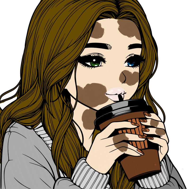 realistic girl drinking coffee