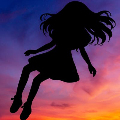 realistic girl floating