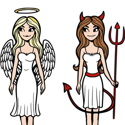woman angel and devil