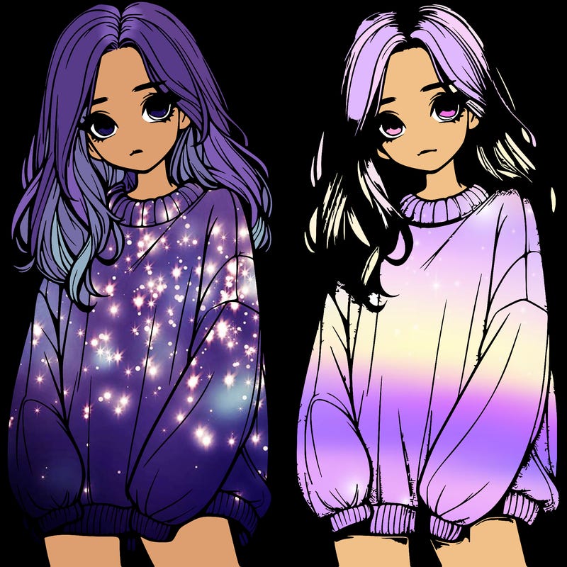 realistic girl with baggy sweater