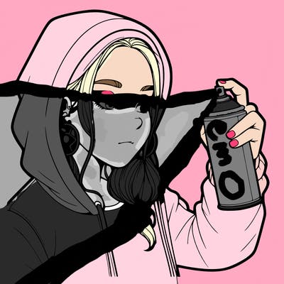 a realistic girl, spray painting