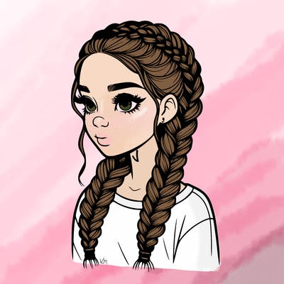 realistic girl with braids