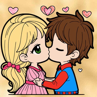 girl and boy kissing