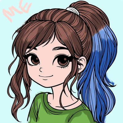 realistic girl with ponytail