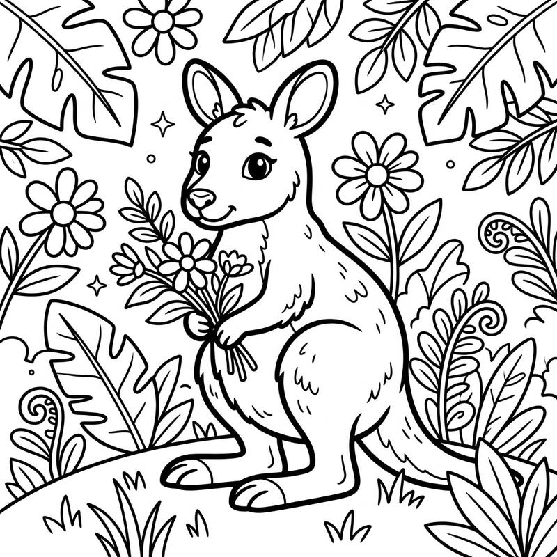 Introduce your little one to the joys of coloring with this sweet wallaby template. Designed with ultra-thick lines and large areas, it's perfect for developing motor skills and sparking creativity in toddlers.