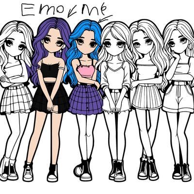 a group of girls realistic