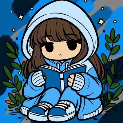 girl in oversized hoodie reading a book