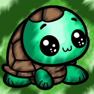 cute little animated turtle