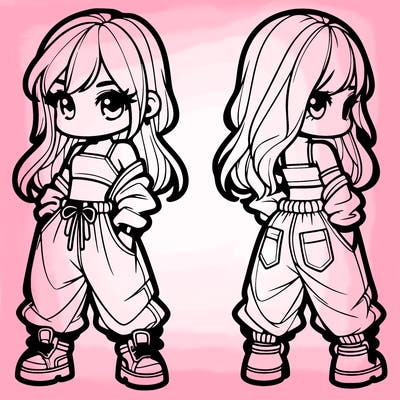 girl in crop top and baggy pants