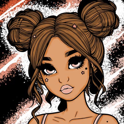 realistic girl with space buns