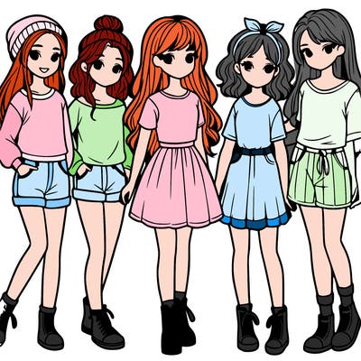 a group of five girls