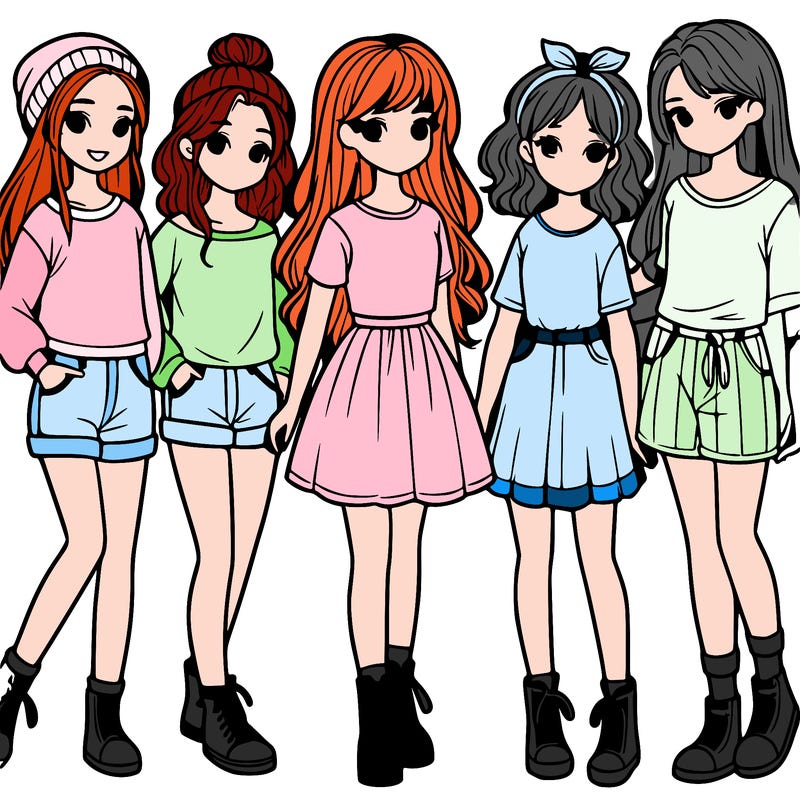 a group of five girls