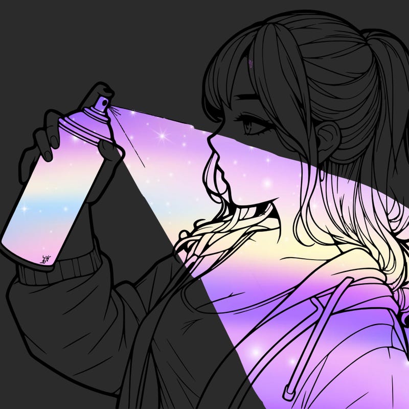 a realistic girl spray, painting