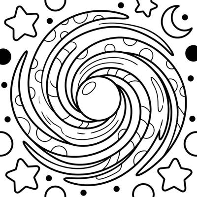 Introduce your little one to the wonders of space with this captivating accretion disk coloring page! Designed for toddlers, it features bold outlines and expansive areas, perfect for tiny hands to explore color and develop fine motor skills.