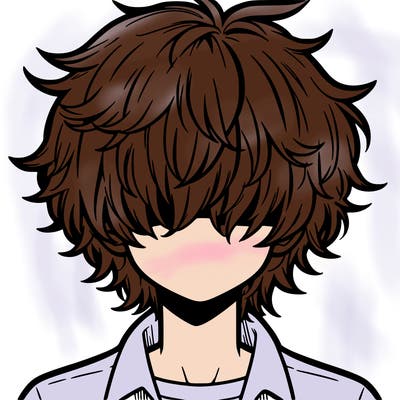 manga boy fluffy hair covering his eyes