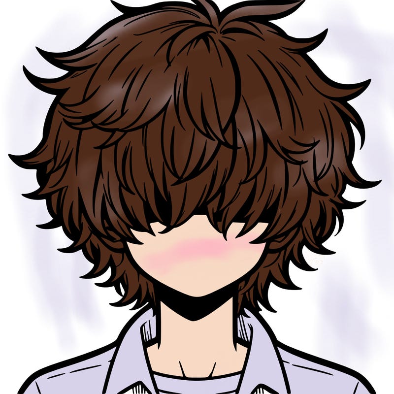 manga boy fluffy hair covering his eyes