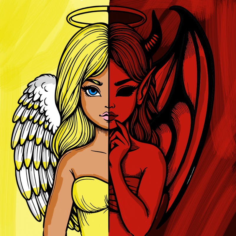 realistic angel half demon