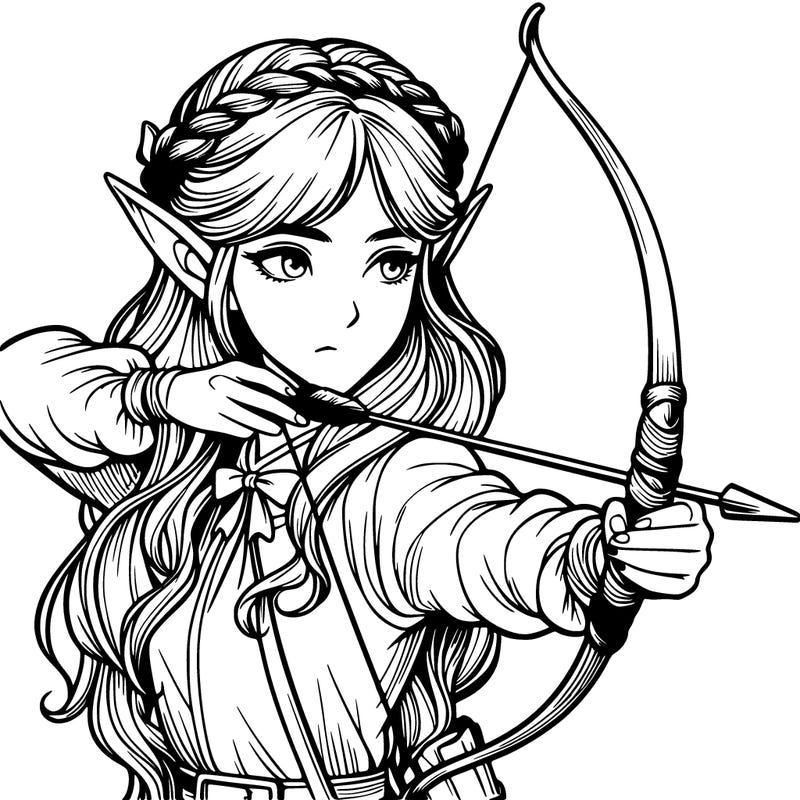 realistic  elf girl shooting a bow