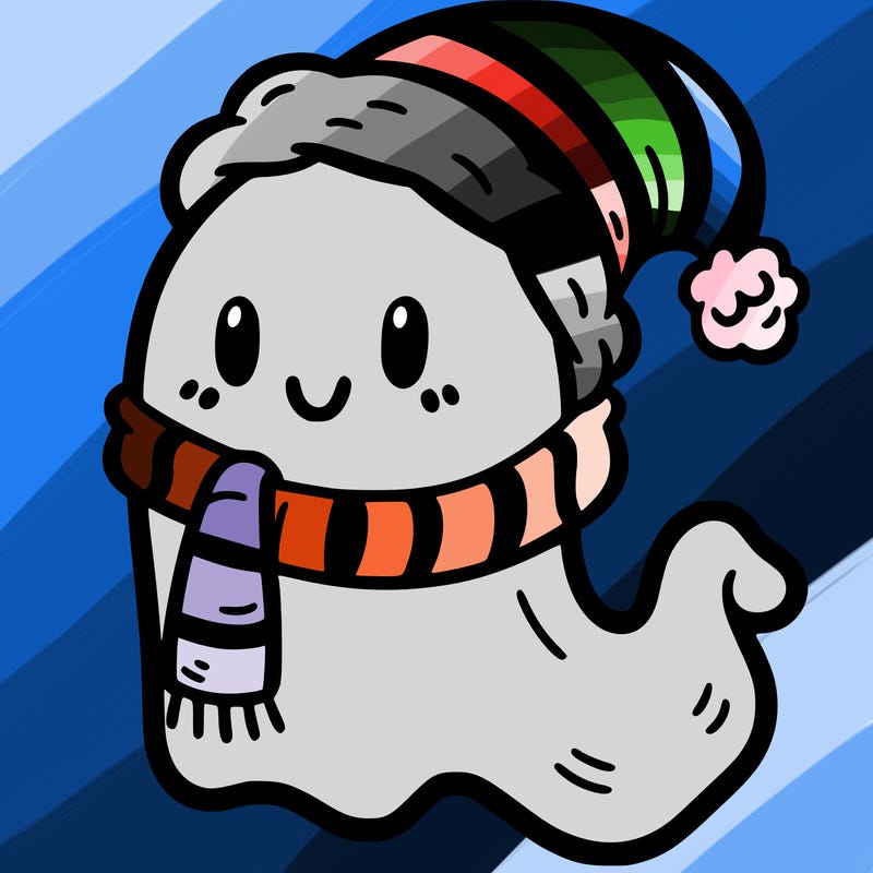a ghost with a christmas hat