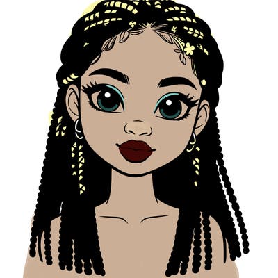 a realistic black girl with braids