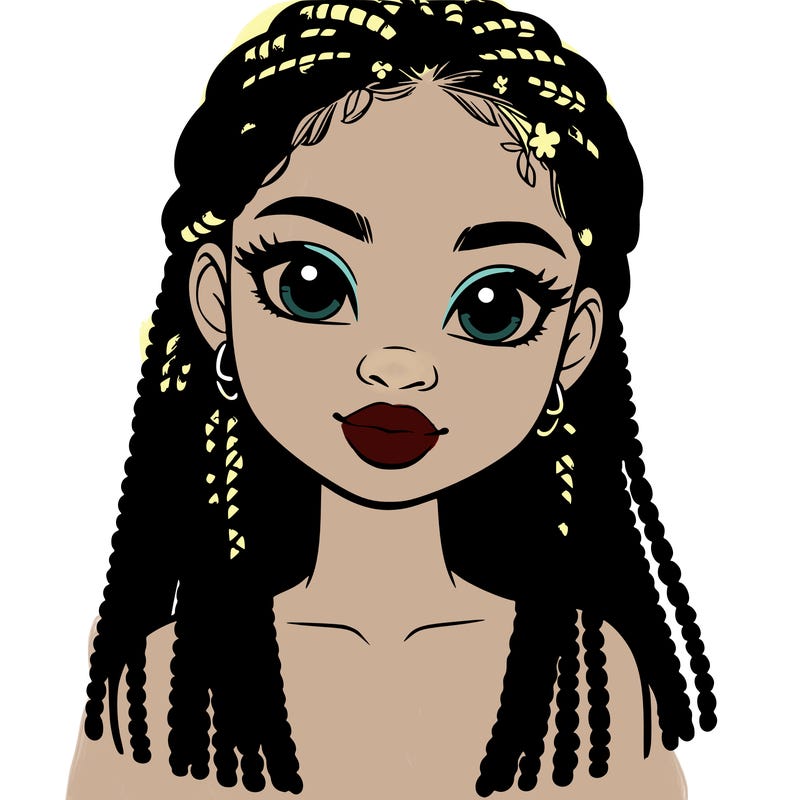 a realistic black girl with braids