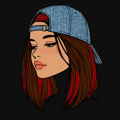 realistic  girl with a backwards hat