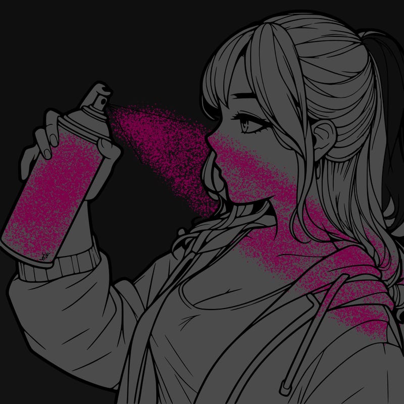 a realistic girl spray, painting