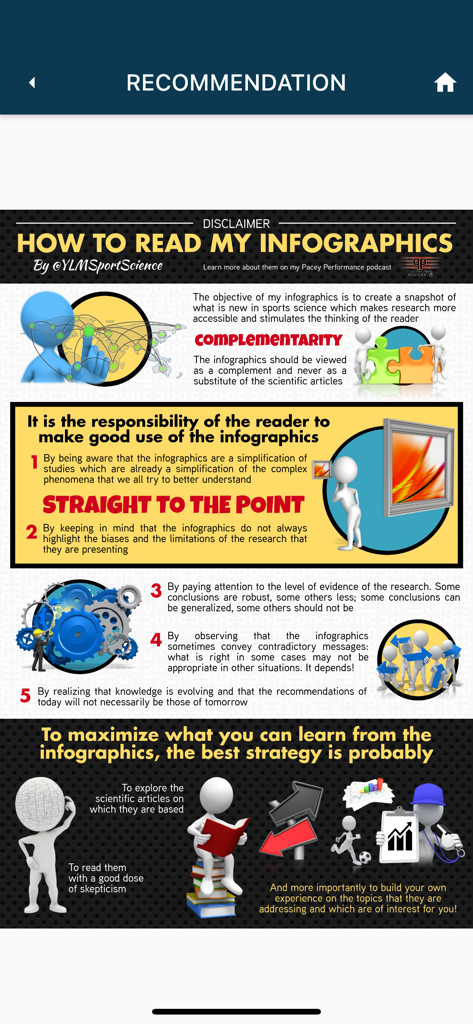 YLMSportScience - A guide within the YLMSportScience app explaining how to interpret sports science research infographics with a critical mindset.
