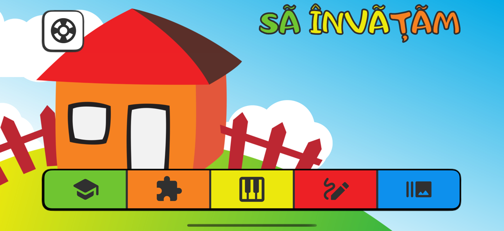 ABC for kids (RO) - Main menu of the ABC for kids Romanian educational app with interactive learning icons