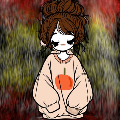 girl with baggy sweatshirt and messy bun